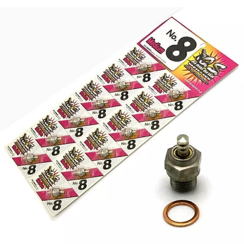 10pcs O.S. Spark Glow Plug NO.8 OS #8 Hot For Nitro Engine RC Car Airplane - Image 1 of 4