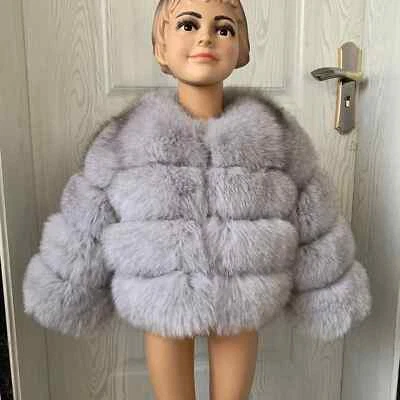 Chaqueta de piel para niños de piel de zorro real para niñas y niños de 1 a 13 años niños Foto 1 de 4