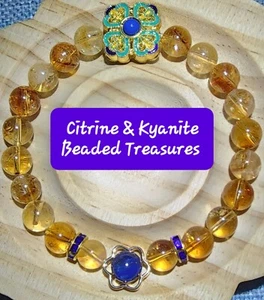 8mm Citrine & Kyanite Beaded Bracelet - Picture 1 of 1