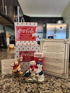 2000 Coca-Cola Limited Edition Polar Bear Cub Figurine And 1955 Santa Ornament - Picture 1 of 9