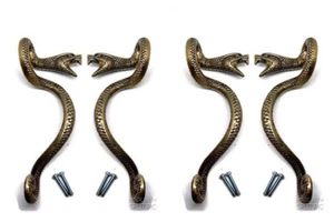 4 very heavy small curly snake SOLID brass 7" inch 18 cm cast hand made grab Old - Bild 1 von 16