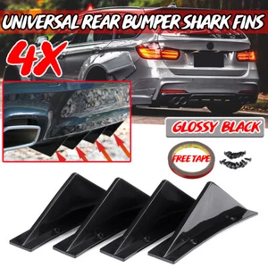 4x Car Rear Bumper Diffuser Shark Fin Curved Spoiler Lip Wing Splitter Body Set - Picture 1 of 14