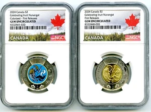 2024 $2 CANADA NGC GEM UNC TOONIE CELEBRATING INUIT NUNANGAT MATCHED 2-COIN SET - Picture 1 of 2