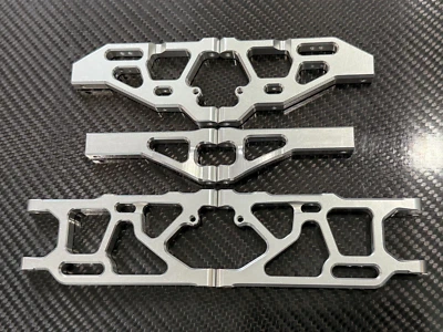 Brazo de brazo en A de suspensión delantera y trasera de aluminio para Arrma Typhon 6S BLX plateado Foto 1 de 4