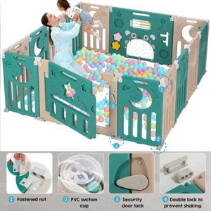 Foldable Baby Playpen Kids 14 Panel Safety Play Center Yard Home Pen Fence Home - Picture 1 of 10