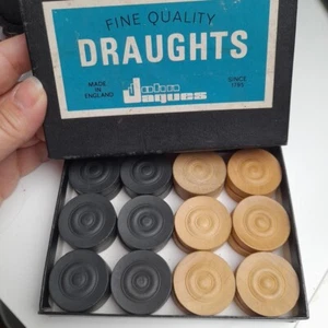 VINTAGE John JAQUES DRAUGHTS Set Boxed COMPLETE SET OF 24. VGC - Picture 1 of 6