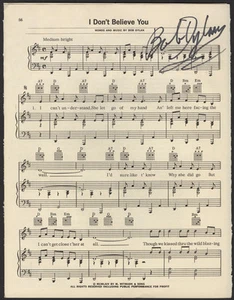 BOB DYLAN signiertes Liedblatt - Pop / Rocksänger - Nobelpreisträger - Nachdruck - Bild 1 von 1