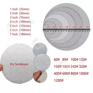 1"-7" Dry Sandpaper Sheet White Flocked Discs Polishing Sandpaper 60 - 1200 Grit - Picture 1 of 9