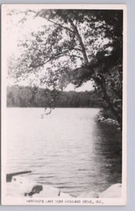 Tarjeta postal RP foto real vintage Harding's Lake Near Highland Grove, Ontario, - Imagen 1 de 2
