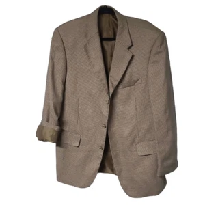 Cesar del Prado suit blazer silk blend women's XL men's 40R hounds tooth brown - Picture 1 of 11