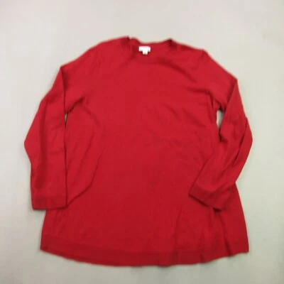 Camisa J Jill Mujer Mediana Manga Larga Pullover Ligera Cuello Redondo Roja Foto 1 de 4
