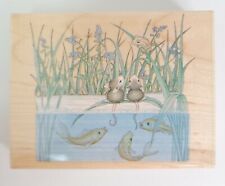 House Mouse Fish Tales Rubber Stamp Swimming Koi Friends Pond Frogs Hmpr1013