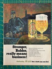 1968 Vintage Ballantine Ale XXX Taste You Can Feel Diver Bolder Print Ad X1