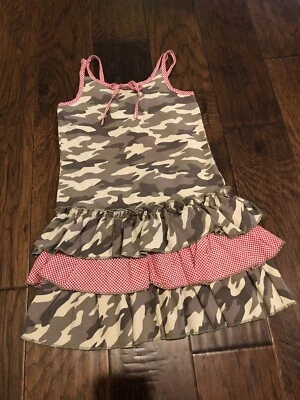 Little Girls Camo/Red Check Ruffled Tier Dress Savannah Size 4 - Image 1 of 4