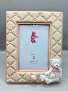 Handbemalter Dezine Rosa für Baby Fotorahmen 4” x 6” 3D Geprägter Teddybär Neu - Bild 1 von 2