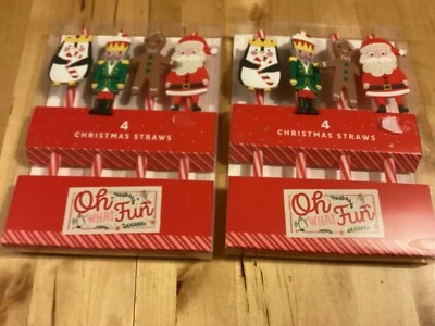 Nuevo 8 pajitas de plástico blanco rojo Navidad - Cascanueces Papá Noel Pingüino Foto 1 de 3