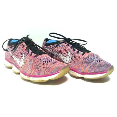 Nike Flyknit Zoom Running Shoes 698616-502 Women's Size 8 Pink Mesh Splatter - Image 1 of 4