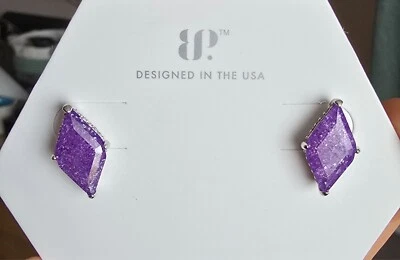 Bomb Party Earrings ER69090 'Radiant Reflections' Amethyst Ice Crystal Rhodium - Image 1 of 3