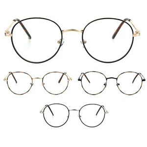Classic 90s Metal Rim Round Oval Clear Lens Eye Glasses Frame - Picture 1 of 13