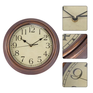12" Basic Indoor Analog Round Retro Wall Clock, Brown (US STOCK) - Picture 1 of 17