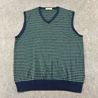 J Crew Sweater Mens XL Green Blue Vest Wool Cashmere Blend Striped Sailor Retro
