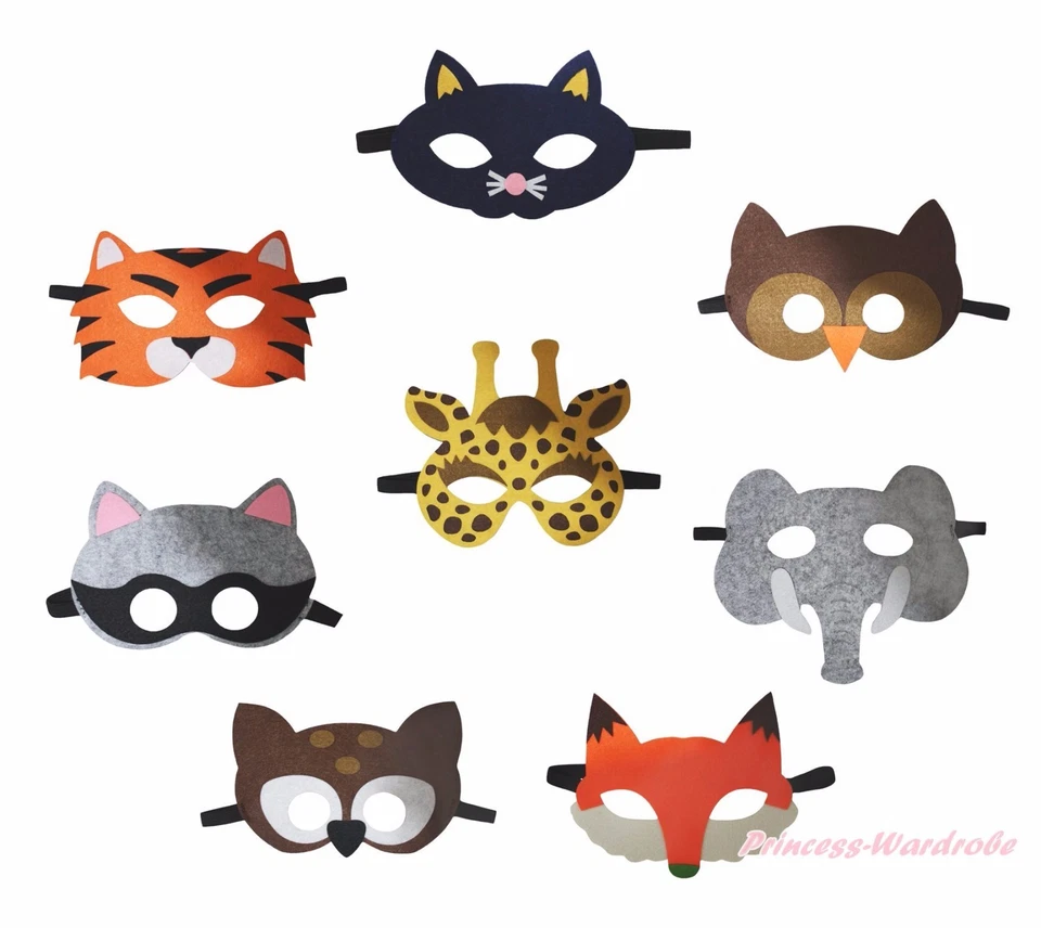 Halloween School Party 8 Packs Animal Eye Mask Children Costume Cosplay 1-8year - Image 1 of 1