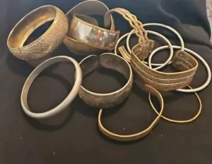 Lot of Cuff & Bangle Bracelets Mixed Metals/Materials - Picture 1 of 8