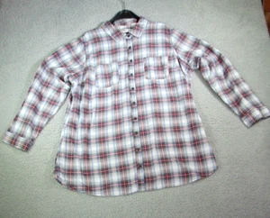 Cato Women's Button Up Long Sleeve Blouse Red Gray Plaid Plus Size 18/20 W - Picture 1 of 10