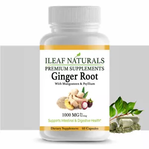 iLeafNaturals Ingwerwurzelkapseln mit Mangostan & Psylliumschale 1000 mg - Bild 1 von 7