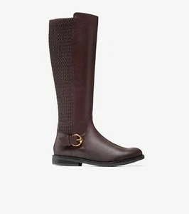 Cole Haan Clover Tall Stretch Boots Sz 8.5B Madeira Soft Leather Mid Calf - Picture 1 of 10