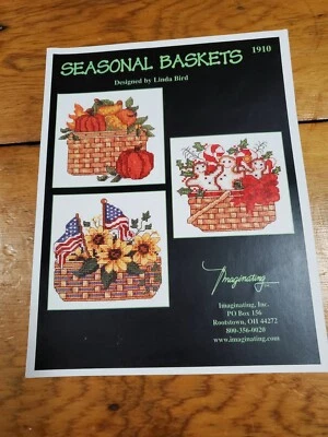 SEASONAL BASKET CHRISTMAS 4TH JULY SAMPLER CROSS STITCH PATTERN FREE SHIPPING - Image 1 of 2