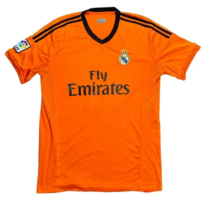 Camiseta de aficionado al fútbol del Real Madrid logotipo bordado y parche de La Liga Fly Emirates Foto 1 de 4