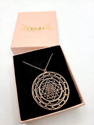 Collar DKMN Sri Yantra Chapado en Oro Rosa 925 Esterlina 19" Foto 1 de 4