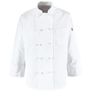Red Kap Ten Knot Button Chef Coat with Thermometer Pocket - Picture 1 of 2