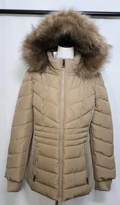 London Fog Damen Kunstfell Puffer Mantel, taupe, Größe L (990356939) - Bild 1 von 19