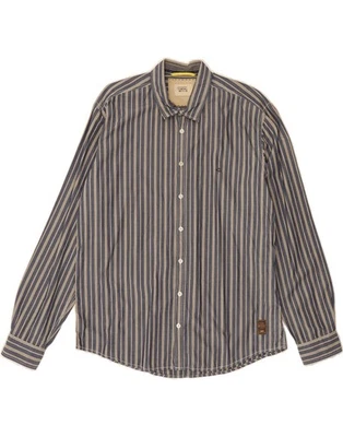 CAMEL Mens Shirt Large Blue Striped Cotton DB13 - Image 1 of 3