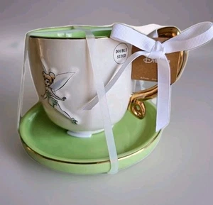 Rae Dunn Disney Princess Set ~ TINKER BELL ~ Tea Coffee 2-sided Cup & Saucer - Picture 1 of 11