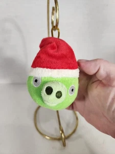 Angry Birds Bomb Pig Green Plush Ornament 2012 Christmas Hat Stuffed Animal 3" - Picture 1 of 8