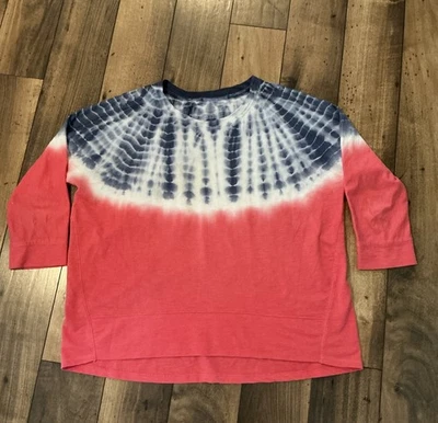 Sonoma Goods For Life, Women’s Red, White, And Blue Tie-Dyed Size Large Top ￼ - Image 1 of 4