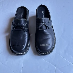 NEW! Eurostep Black Leather with White Stitching Mule Clogs Size 7.5 Mariah - Picture 1 of 5