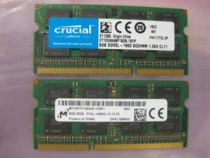 Crucial Micron 16GB (2X8GB) 2Rx8 PC3L-14900S DDR3L-1866Mhz SODIMM Laptop Mem - Picture 1 of 8