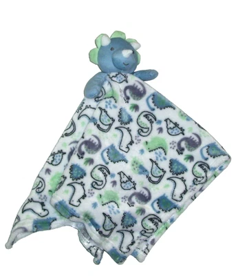 BABY KISS Azul Verde Dinosaurio Dino Peluche Manta Seguridad Lovey 24x24" Foto 1 de 2