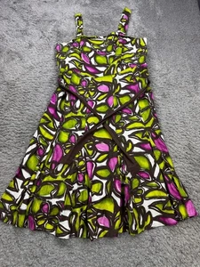 Lane Bryant Dress Women 20 Artsy Watercolor Linen Blend Belted Midi Flare Fairy - Picture 1 of 9