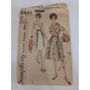 Vintage 1960s Simplicity 3437 Slenderette Dress Sewing Pattern Size 16 Bust 36 - Picture 1 of 2