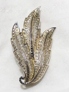 Vintage Alice Caviness Gold Tone Sterling Silver and Marcasite Brooch Germany - Picture 1 of 7