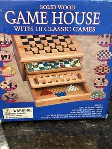 Vintage 1999 Cardinal Solid Wood Game House 10 Classic Games Complete With Box - Picture 1 of 7