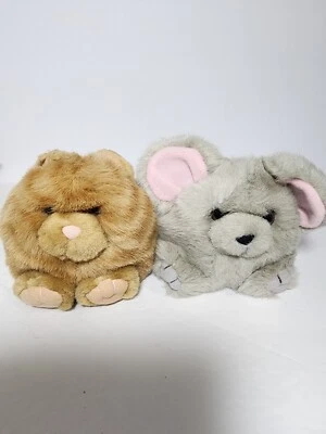 Lote de Peluche Vintage Swibco Puffkins Gris Ratón y Naranja Gato Atigrado 5" 1994 Usado en Excelente Condición Foto 1 de 4