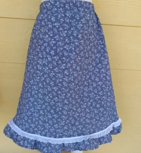 Girl skirt Prairie blue jean floral cotton & lace ruffle long full modest size 5 - Picture 1 of 1