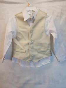 Van Heusen Vest Button Down Shirt Set Boys Size 4 Polka Dot Long Sleeve Formal - Picture 1 of 6