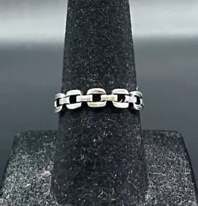 Anillo de cadena vintage Estate antiguo tono plata - talla 5,5 - Imagen 1 de 4